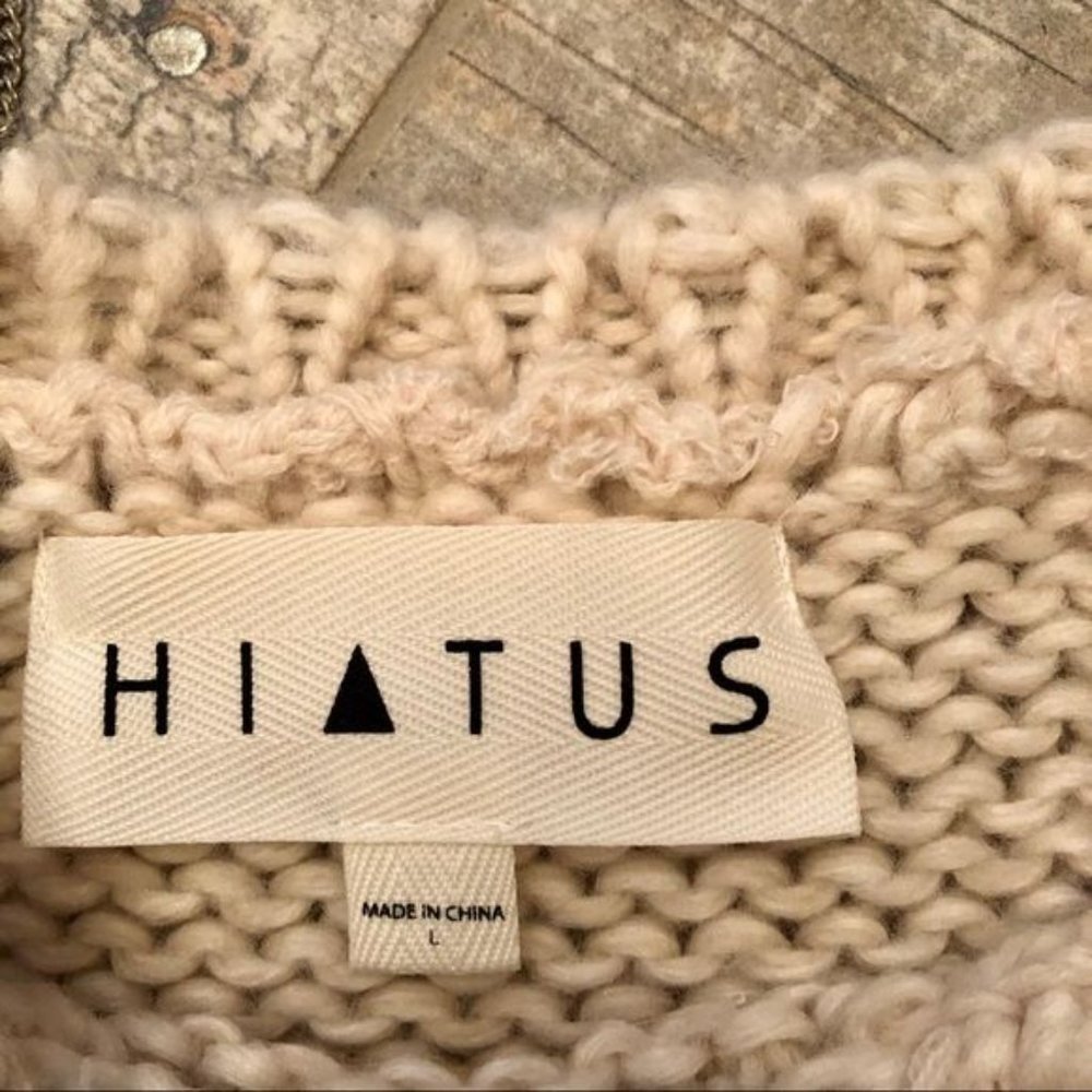 Hiatus Camel/Ivory Striped Chunky Crew Neck Knit Sweater - Large - Picture 5 of 7